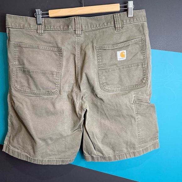 Carhartt Dark Green Cargo Shorts Durable Cotton Canvas size 38 - Picture 1 of 10